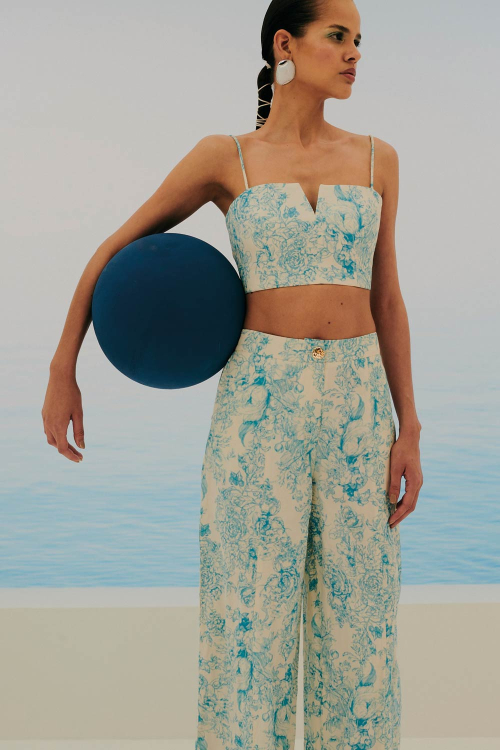 TOP ALGODÃO FLORAL TOILE DU JOUY