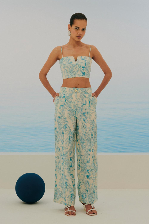 CALÇA ALGODÃO FLORAL TOILE DU JOUY
