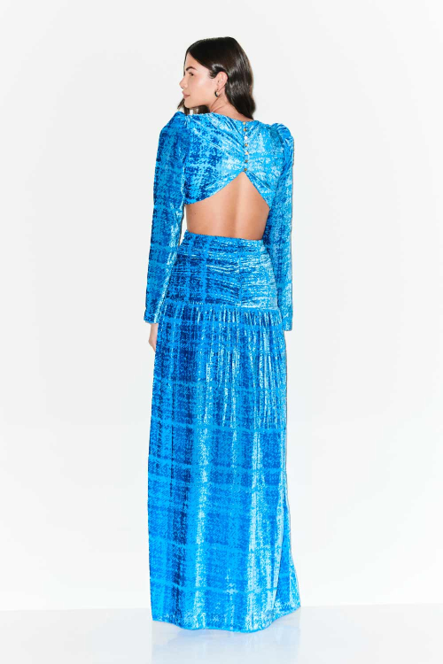 VESTIDO LONGO VELUDO LIN