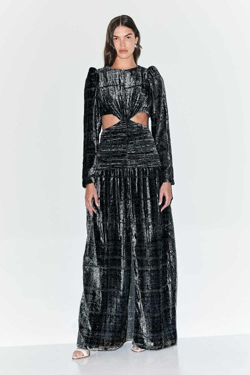 VESTIDO LONGO VELUDO LIN