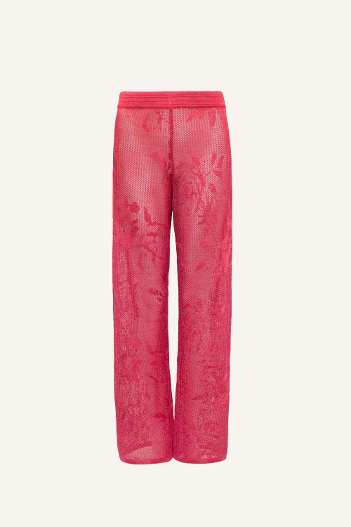 CALÇA TRICOT JACQUARD FLORAL