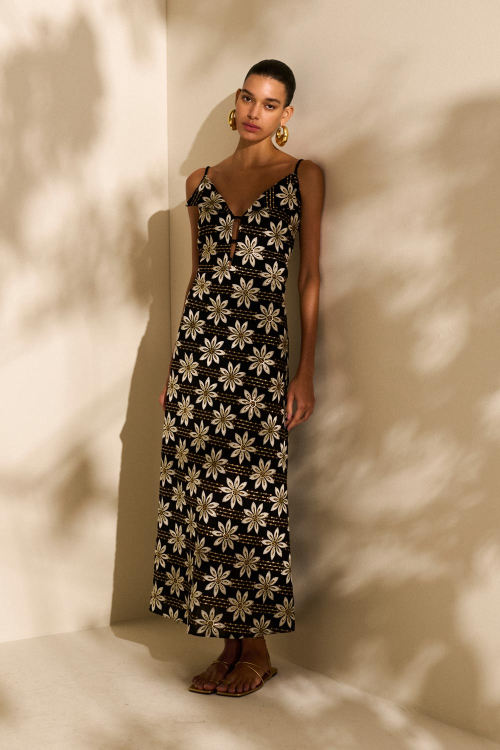 VESTIDO MIDI ALGODÃO BORDADO LIRIO