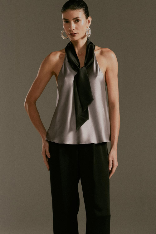 BLUSA SEDA BICOLOR