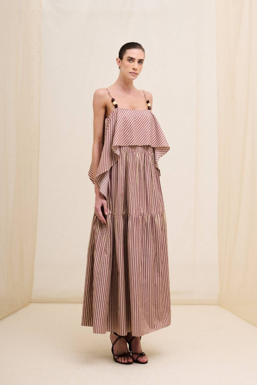 VESTIDO LONGO COTTON STRIPE
