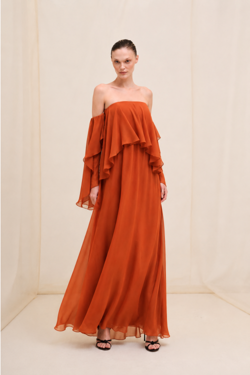 VESTIDO BABADOS SEDA GAIA