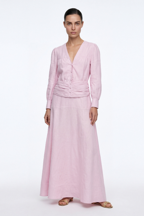 VESTIDO CHEMISE LINHO GIARDINI