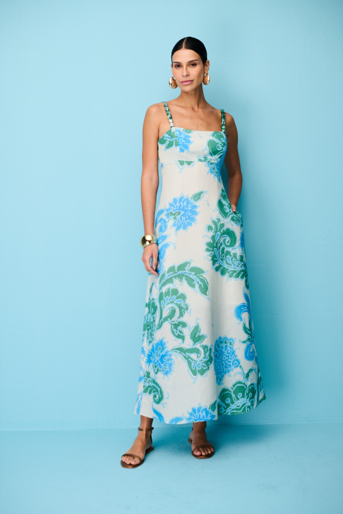 VESTIDO LINHO PAISLEY OCEAN