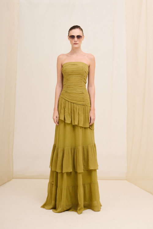 VESTIDO DRAPEADO SEDA GAIA