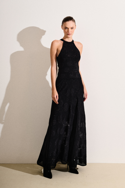 VESTIDO CAVADO TRICOT POIS