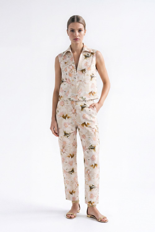 CALÇA LINHO FLORAL DAISY