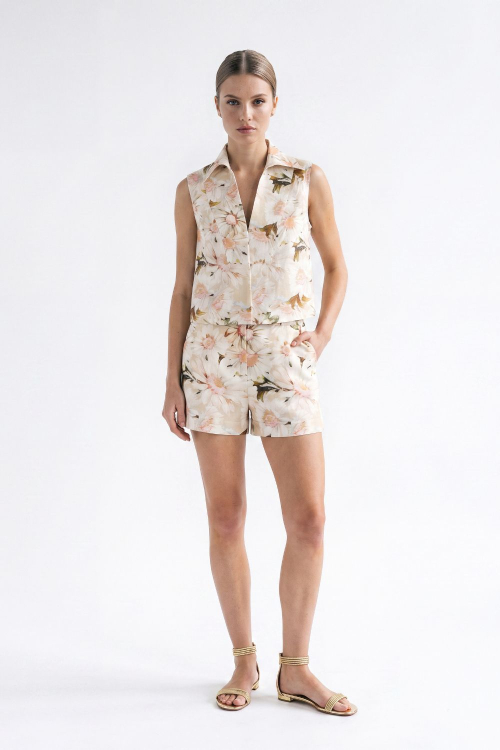 SHORT LINHO FLORAL DAISY