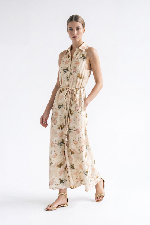 VESTIDO CHEMISE LINHO FLORAL  DAISY